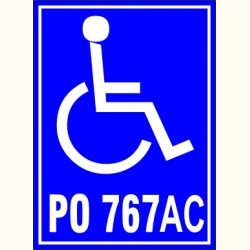 Miejsce parkingowe dla inwalidy - przykład. Tablica