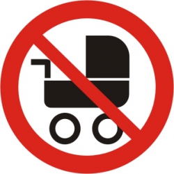 Zakaz wprowadzania wózków. Naklejka