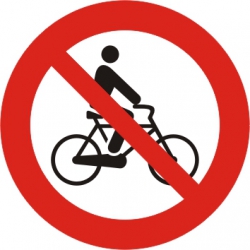 Naklejka. Zakaz jazdy rowerami I