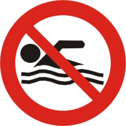 Zakaz pływania. Znak.,